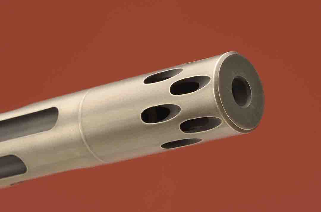 For less noise and to control muzzle rise, this forward blow compensator / muzzle brake makes this gun a real pleasure to shot for beginners or veteran shooters.